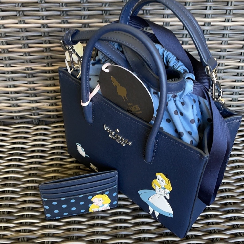 disney x kate spade NY alice in wonderland shopper crossbody bag & card holder - Picture 7 of 16